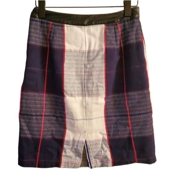 MERONA | Plaid Pencil Skirt w/faux leather skirt - Picture 2 of 4